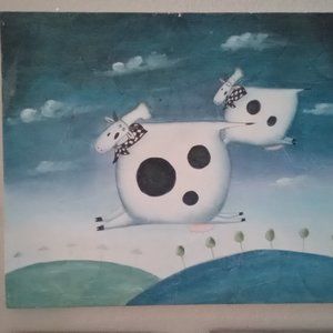 Canvas Cow painting (original, unsigned)